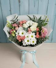 Букет цветов из:  Розы, Лизиантусы и Хризантемы в Анжеро-Судженске