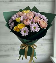 Букет цветов из:  Хризантемы и Розы #REPLACE_PRED# Анжеро-Судженске