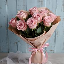 9 розовых роз в Анжеро-Судженске Букет цветов из:  Розы в Анжеро-Судженске
