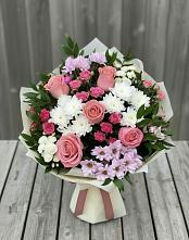 Букет цветов из:  Альстромерии, Гвоздики, Розы и Хризантемы #REPLACE_PRED# Анжеро-Судженске