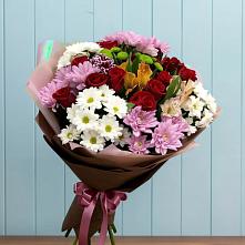 Букет цветов из:  Розы, Хризантемы и Альстромерии в Анжеро-Судженске