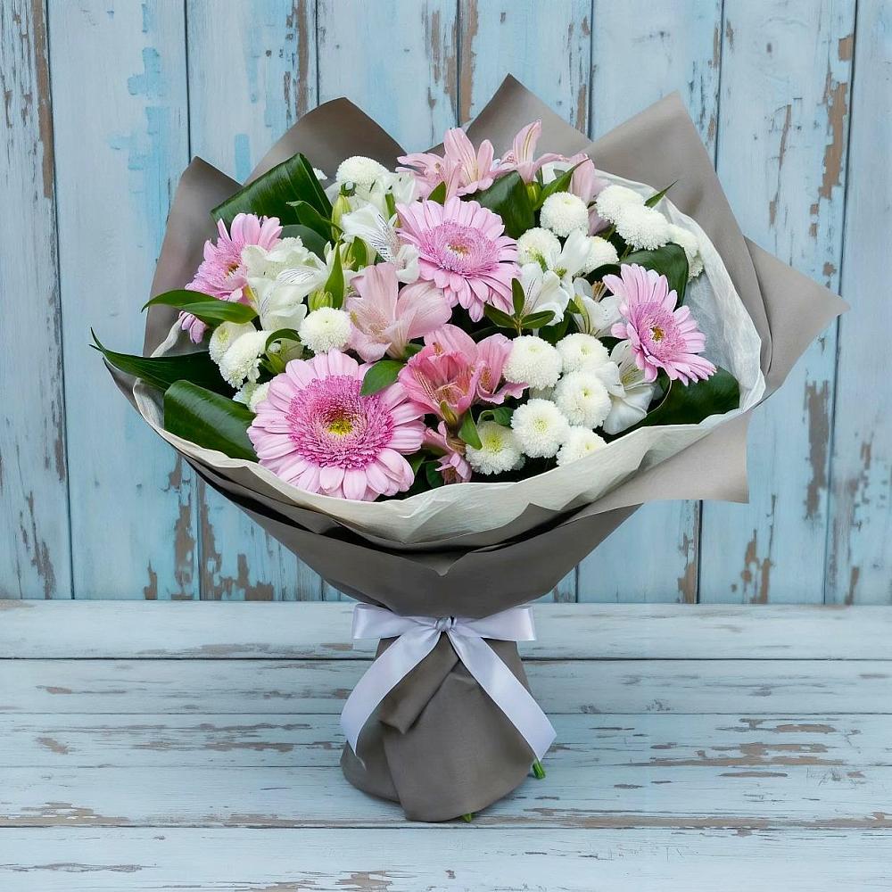 Букет цветов из: Герберы, Альстромерии и Хризантемы в Анжеро-Судженске