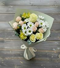 Букет цветов из:  Альстромерии, Розы и Хризантемы в Анжеро-Судженске